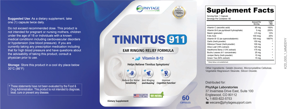 tinnitus 911 product label